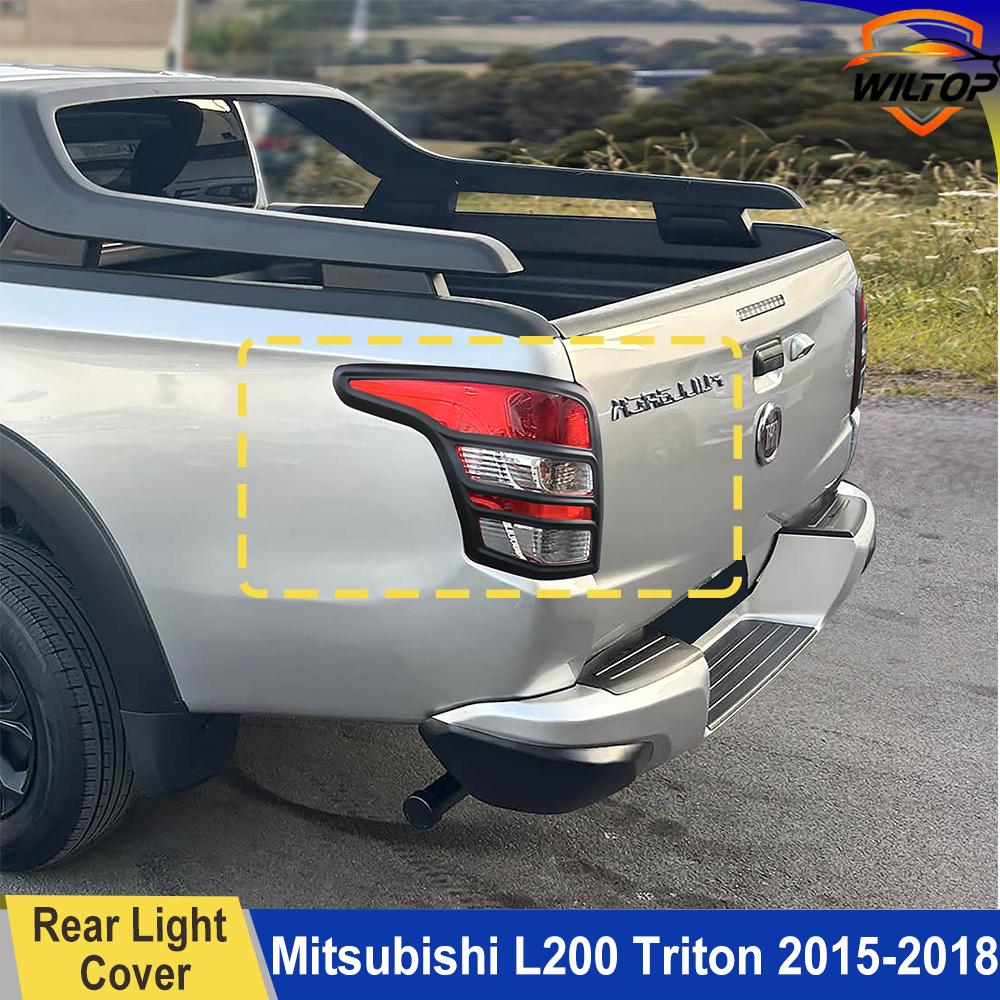 Tail Light Covers Trim for Mitsubishi Triton L200 2015-2018 Ram 1200 ABS Matte Black Rear Lamp Hood Car Exterior Accessorie