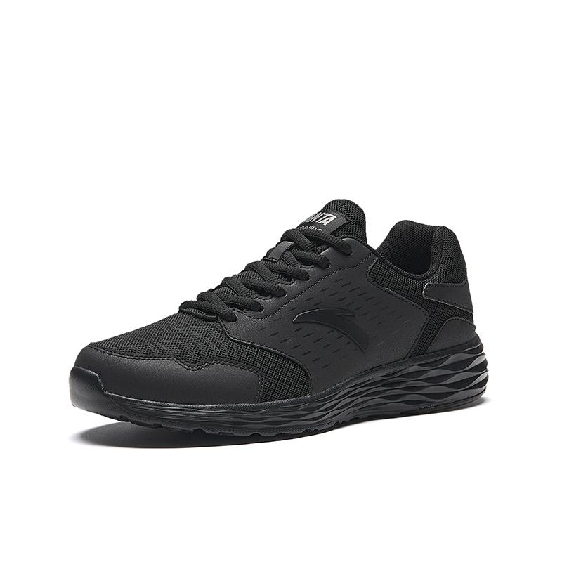 Anta Schwarze Laufschuhe Bequem Vielseitig Stoff Synthetisches Leder Stoßdämpfung Rutschfest Gleichgewicht Leichtgewicht Niedrig geschnitten 912355592-11