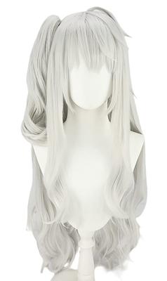 Kuzuha Cosplay Wig, White/Silver, Heat-Resistant, Perfect for Cosplay, Photography, and Festivals (Gray with Bun)