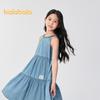 Balabala Girls' Halterneck Sleeveless A-line Denim Dress