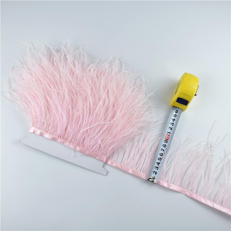 1Meters Ostrich Feathers On Tape Fringe Trim Ribbon 10-15Cm 4-6" Long White Feather Trims Decor For Clothes Flecos Decoration