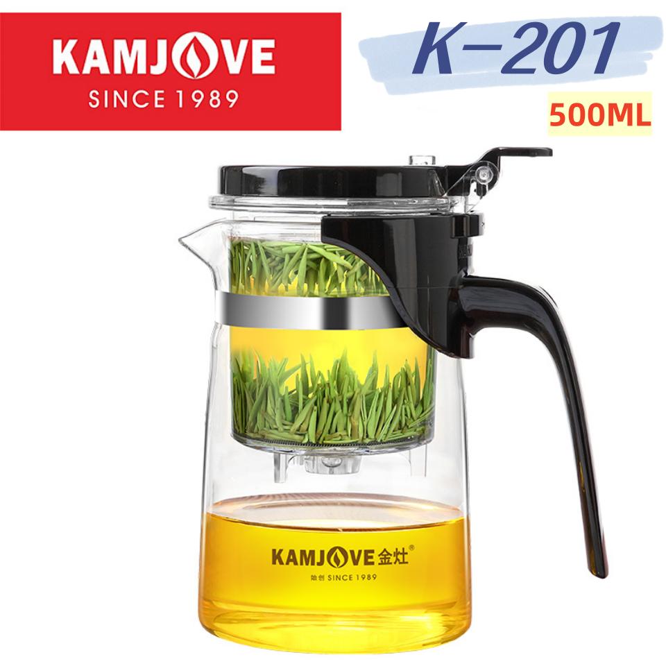KAMJOVE Heat Resistant Glass Teapot,Puer Kettle Hot Sale 400-900ML Capacity One-click Tea Filter Tea Pot Chinese Kung Fu Teawear
