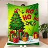 Merry Christmas Blanket Christmas Tree Gingerbread Man Red Flannel Blanket for New Year Christmas Gift for Family Nana Mon Dad
