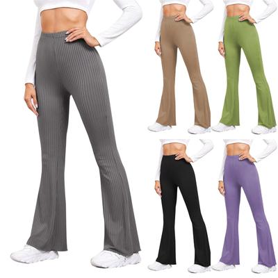 Women Fashion Wearing Flared High-waisted Yoga Pants New Slimming Strip Tracksuit Pants