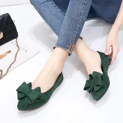 Damenmode süße grüne Schleife Frühling Slipper Büro Karriere Schuhe Dame lässig rutschfest langlebig schwarze Arbeitsschuhe ba134