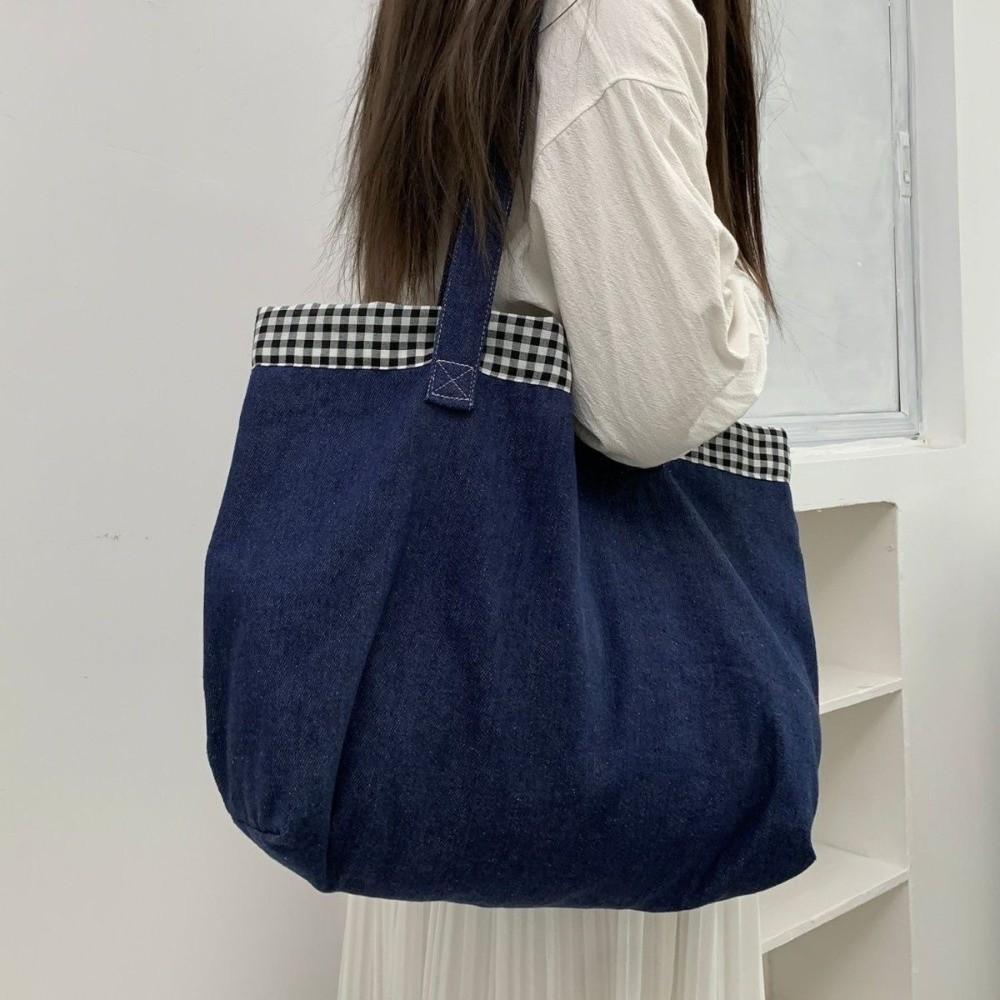 Cloth Denim Handbag Korean Style Canvas Tote Bag Soft Shoulder Bag Shopping Bag