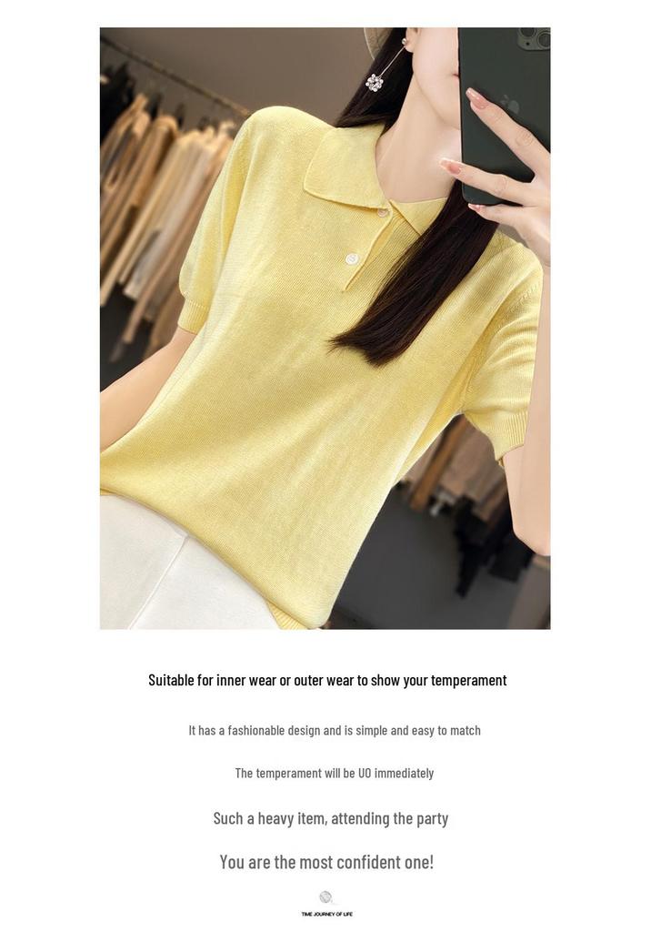 Women's Slim Fit Wool Polo Shirt