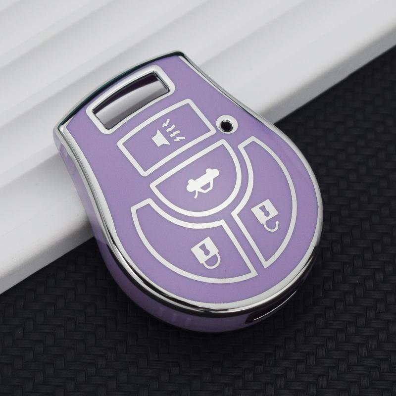 

Чехол для ключей из ТПУ, чехол-брелок для Nissan Juke Maxima Pathfinder Rogue Sentra Versa March Tiida Altima Armada, держатель для куба, защитная сумка Key Case фиолетовый