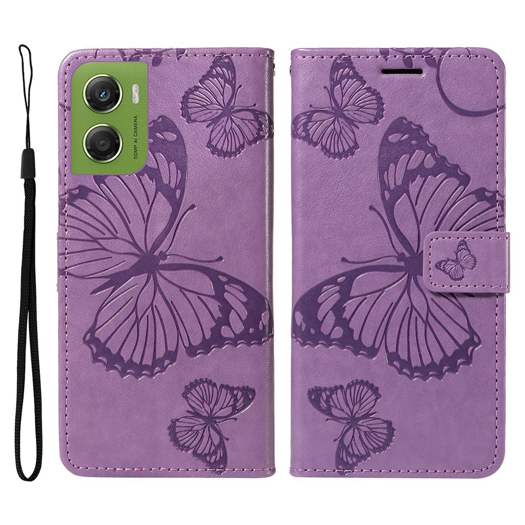 For Motorola Moto G06 4G Wallet Case Floral Butterfly Imprinted Leather Phone Cover Stand