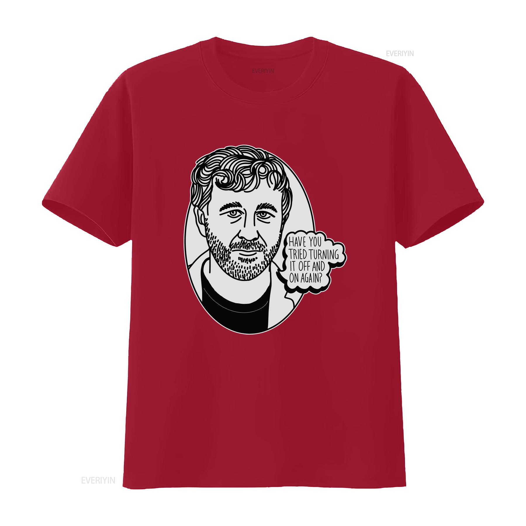 Cult Relevant IT Crowd T Shirt Roy Have You Tried Turning Off and On Again vintage Washed streetwear designer clothes Versatile S