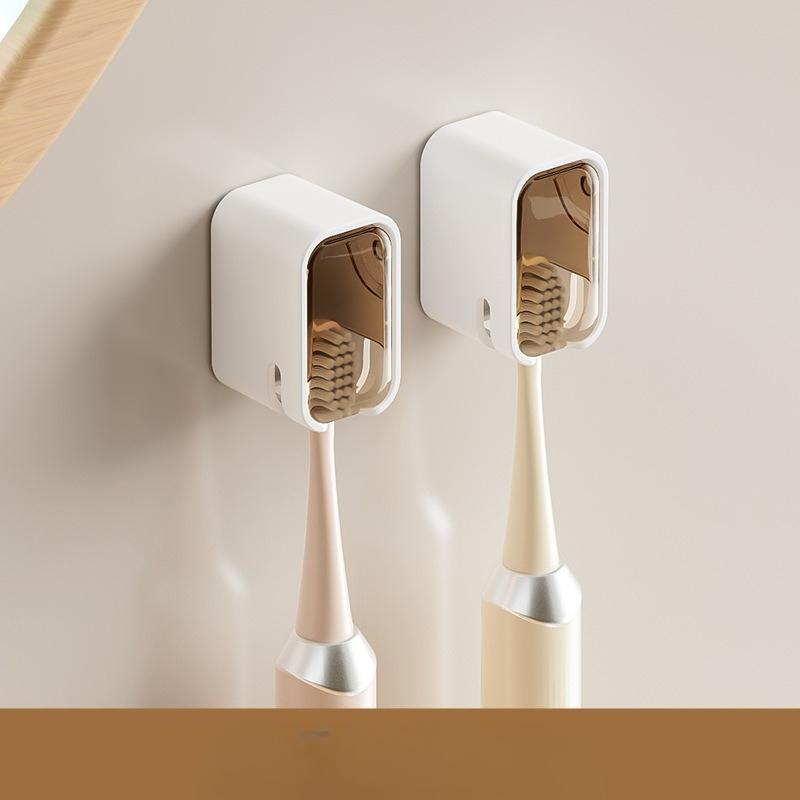 Simple Covered Toothbrush Rack, Dust-proof Wall-mounted Toothbrush Storage Rack, Electric Toothbrush Holder