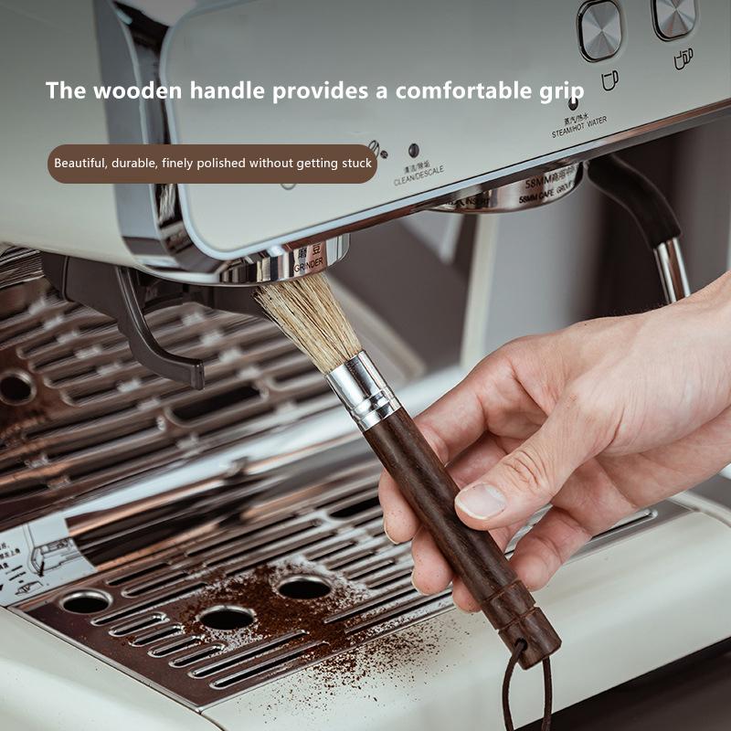 Coffee Brush Grinder Cleaning Tool Bar Counter Powder Home Coffee Brush Remove Coffee Residue Wooden Handle Espresso Brush