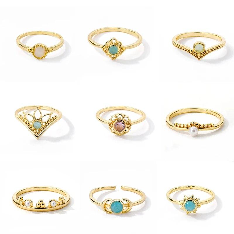 

Модные кольца на палец с опалом для женщин, регулируемое геометрическое кольцо из нержавеющей стали для пары, эстетическое ювелирное изделие ручной работы, подарок Anillos