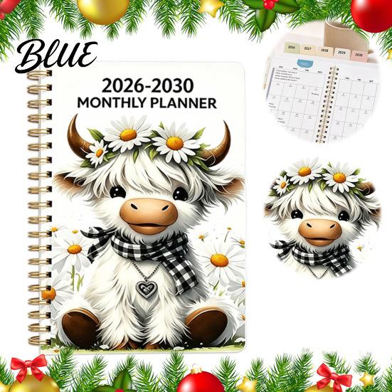 Five Year Success Growth Diary 2026‑2030 5‑Year Monthly Planner Cute Highland Cow Cover Calendar Notebook Organized Life Planner for Students 60
