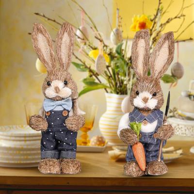 Cute Straw Rabbit Decor Home Decoration Halloween Decor for Winter Party Decor Wedding Decoration 2025 Easter Bunny