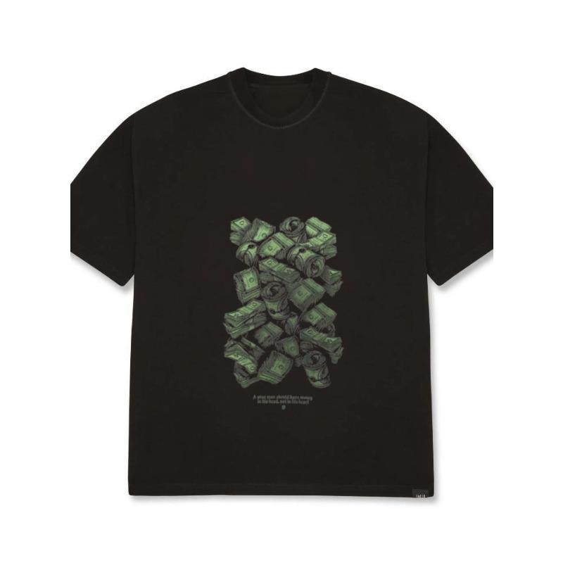 Übergroßes T-Shirt Weiß Geldstapel-Druck mit Zitat Lässige Streetwear für Männer und Frauen