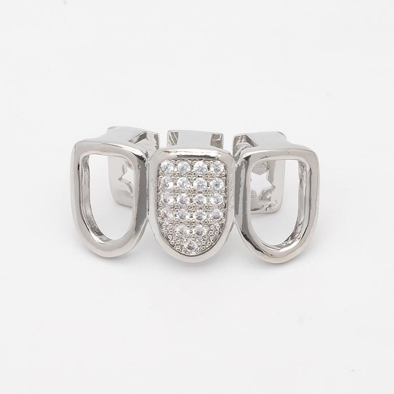 

Хип-хоп алмазные полые зубы Grillz - европейское и американское украшение на зубы на Хэллоуин серебряный