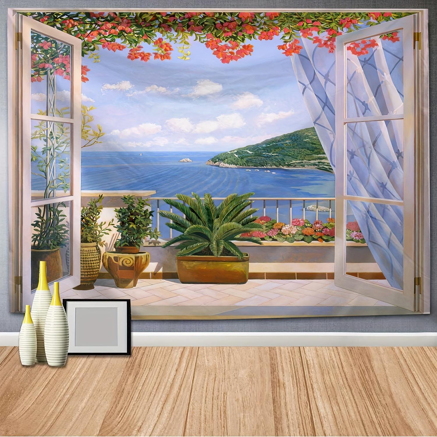 

Окно лесной пейзаж живопись гобелен настенный богемный стиль психоделическая мандала спальня домашний декор 230x180cm