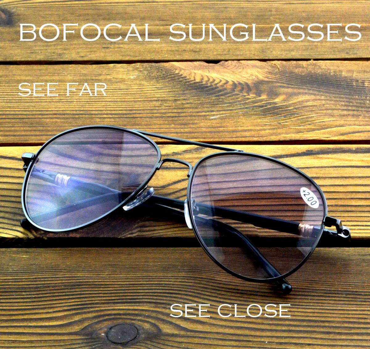 

Pilot Double Bridge Gey Lenses Bifocal Reading Sunglasses +0.75 To +4 See Near and Far Outdoor and Indoor +0.75 чёрный