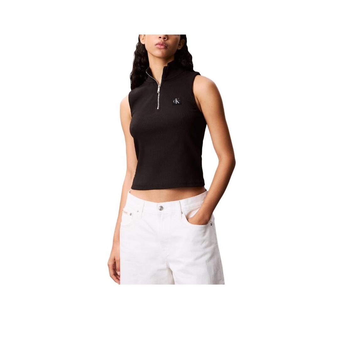 

Calvin Klein Solid Color Zipper Slim Fit Vest Women tops Black 47C909GUB1 XS