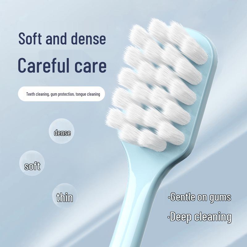 Dual-Use Soft Bristle Toothbrush & Tongue Scraper for Adults – Oral Cleaner