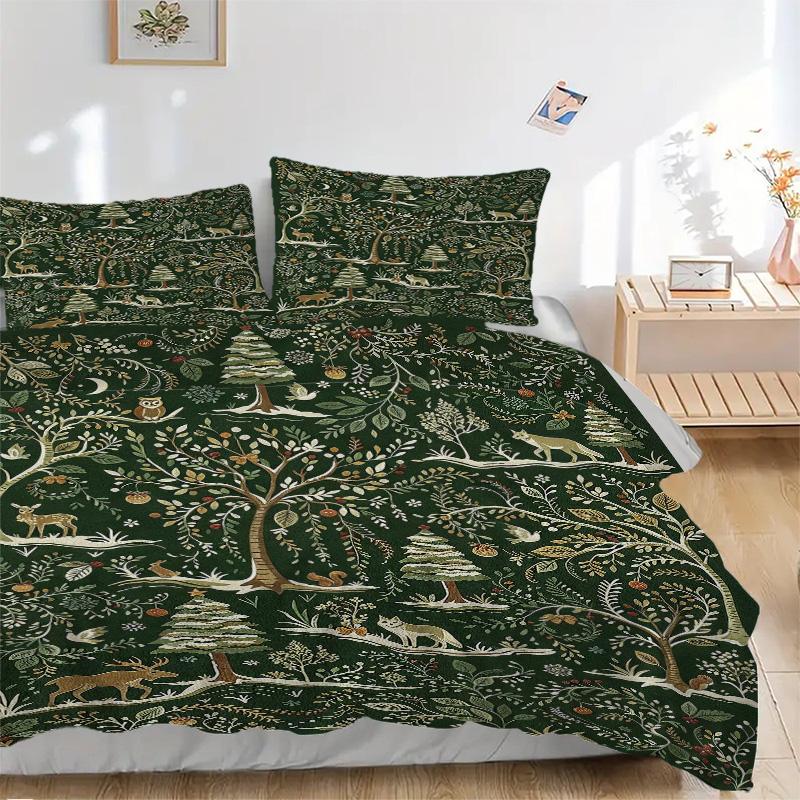 Forest Life Bedding 3 Piece Set HD Print Duvet Cover Pillowcases for Teens Adult Bedroom Decoration Christmas Gift