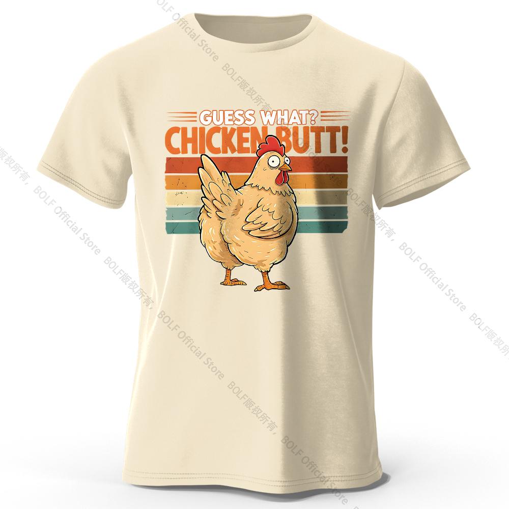 Men's Chicken Butt Printed T-Shirt 100% Cotton Oversized Silly Graphic Tees for Women Summer Tops Playful Streetwear