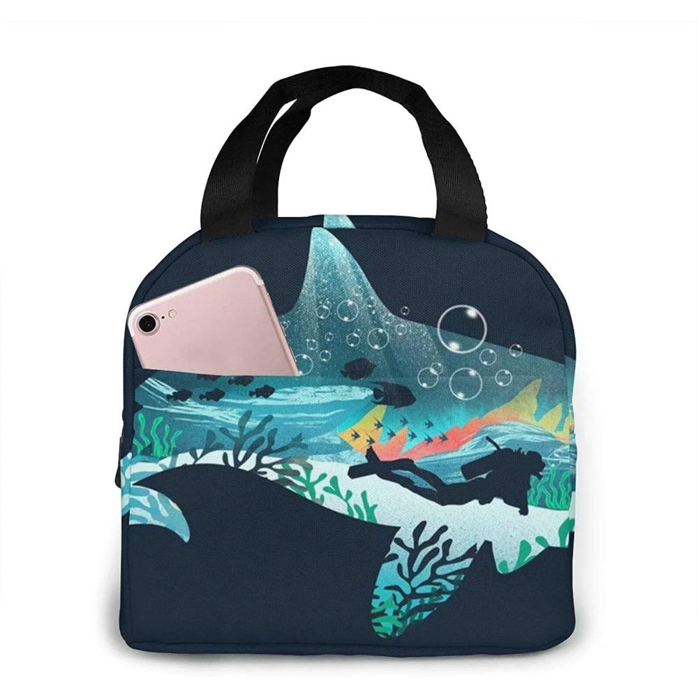 Dolphin Lunch Box for Kids Boys Girls Reusable Lunch Tote Bags, Perfect for School/Camping/Hiking/Picnic/Beach/Travel