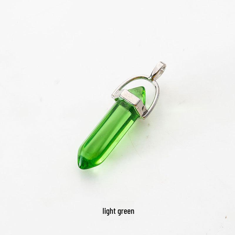 Hexagonal Column Diamond Bullet Pendant Necklace