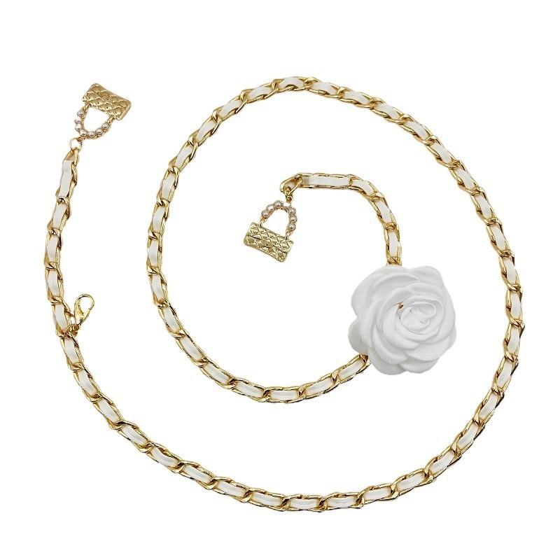 Tea Flower Waist Chain Accessory For Women With Interwoven Metal Chain For Casual Wear