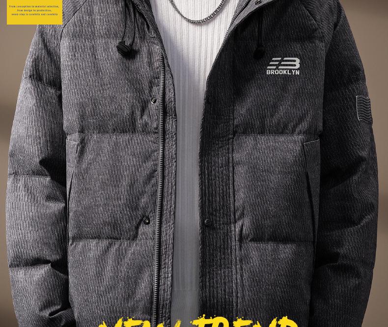 Men's High-End Hooded 90% Duck Down Jacket – Short, Thick, Warm, Trendy, Casual Winter Outerwear