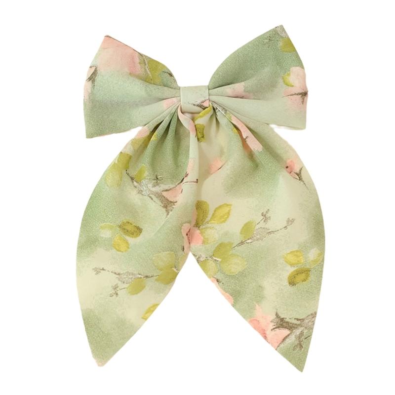 Заколка для волос с цветочным принтом Сладкая рождественская плоская заколка для волос Элегантная рождественская заколка для пучков зелёный