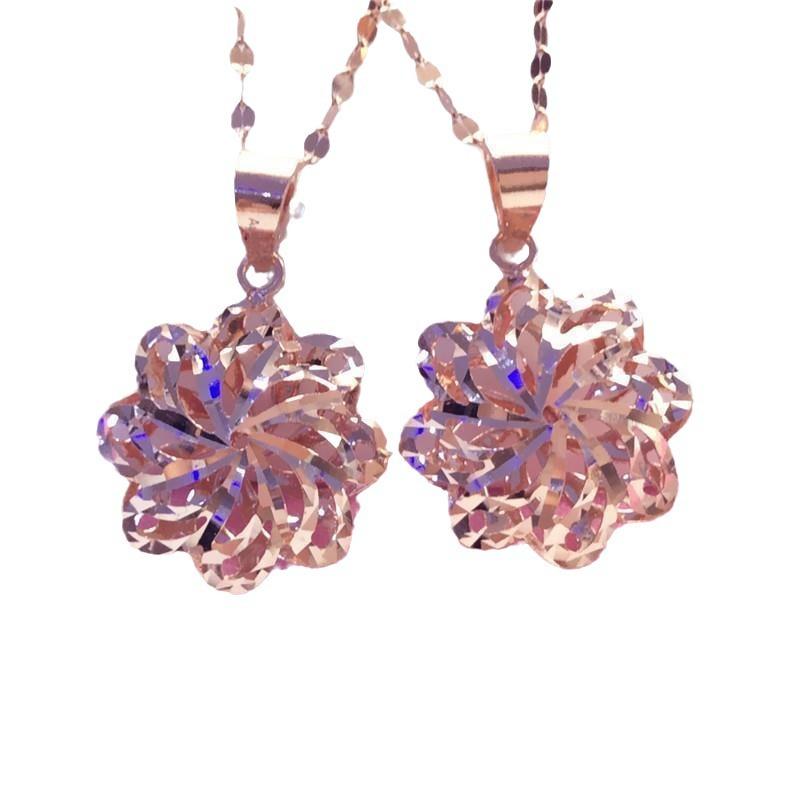 Purple Gold Shiny Hollow Flower Pendant Simple And Elegant Temperament Rose Gold Plated Collarbone Chain