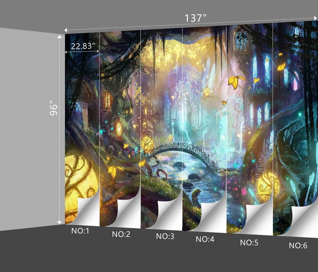 Fantasy Forest Tapestry, Dreamy Enchanted Wall Art with Glowing Bridge & Butterflies for Cozy Bedroom & Aesthetic Spaces
