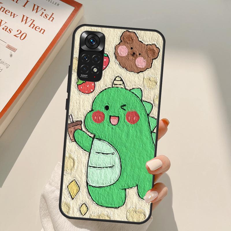 

Чехол с милыми кроликами и медведями, корейский чехол с рисунком маслом для Xiaomi Redmi Note 11 10 Pro 8 9 9S 10S 11S 9A 9C 10A 10C K40 K50 игровой чехол Redmi Note 11 Pro