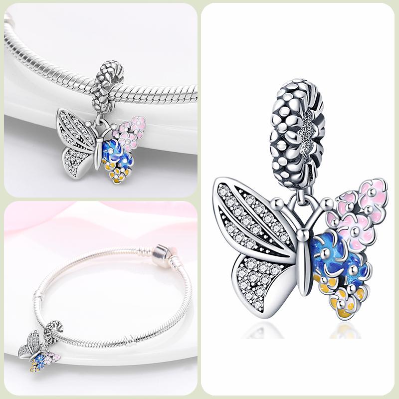 Modne koraliki zawieszki S925 ze srebra próby 925 w stylu klasycznym i romantycznym z motywem żółwia lotosu, odpowiednie do oryginalnej bransoletki DIY na prezent