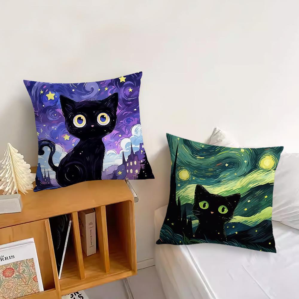 Cartoon Abstrakter Sternenhimmel und Schwarze Kissenhülle Kissenbezug Dekoration Zimmer Haus Sofa Wohnzimmer Büro Auto Nordische Schlichtheit