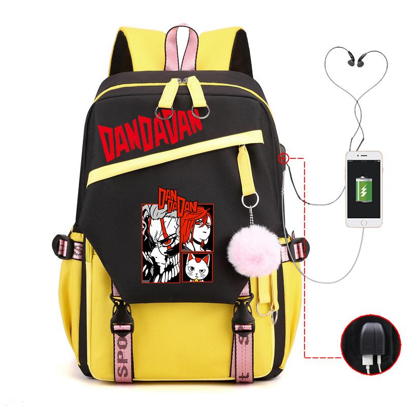 Dandadan Foreign Trade Children's Schoolbag Contrasting Color Neutral Backpack Usb Multi-functional Primary and Secondary School Backpack