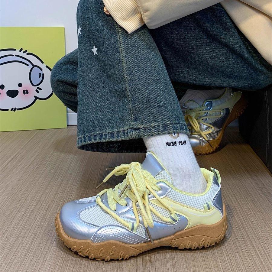 Trendy Cool Straps Black Dad Shoes for Women 2025 Autumn New Outdoor Mesh Breathable Casual Sports Shoes for Women