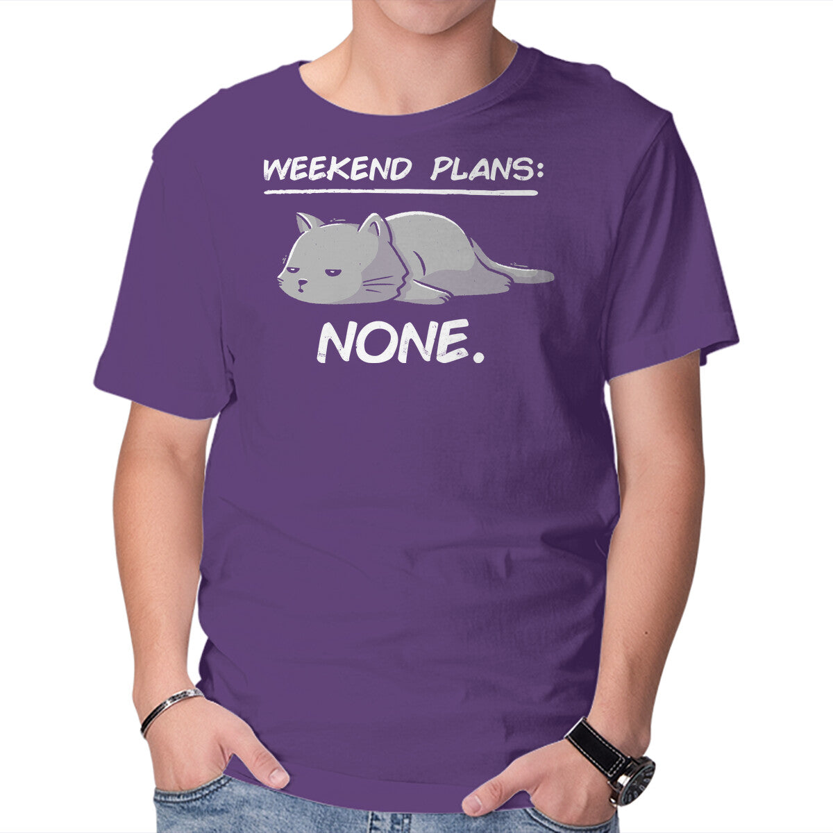 Unisex Crew Neck T-Shirt No Weekend Plans Graphic Short Sleeve Casual Tee M