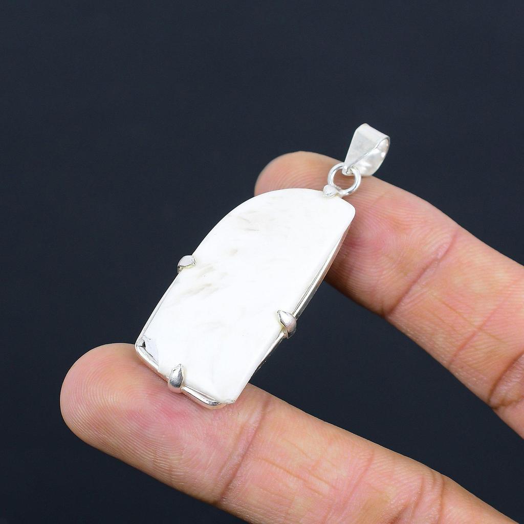 Mothers Day Sale Sterling Silver Crown Chakra Natural Scolecite Bezel Pendant