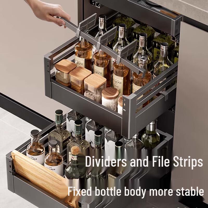 Gunmetal Grey Carbon Steel Kitchen Pull-Out Basket