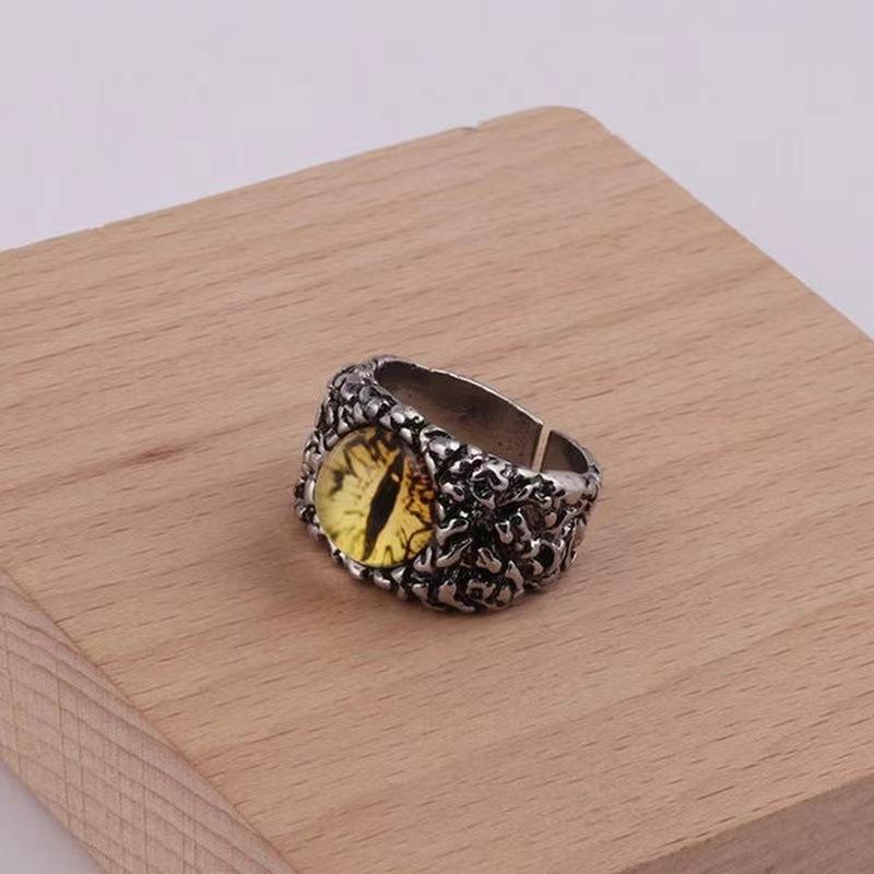 Retro Demon Eye Ring For Men Punk Gothic Adjustable Handmade Rock Biker Jewelry Man Gift Three Size