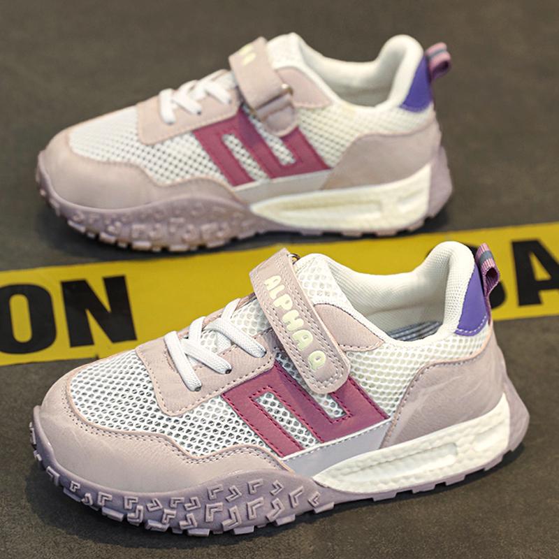 Letnie oddychające sneakersy z siateczki dla dziewcząt 2025 - Swobodny ażurowy design do sportu