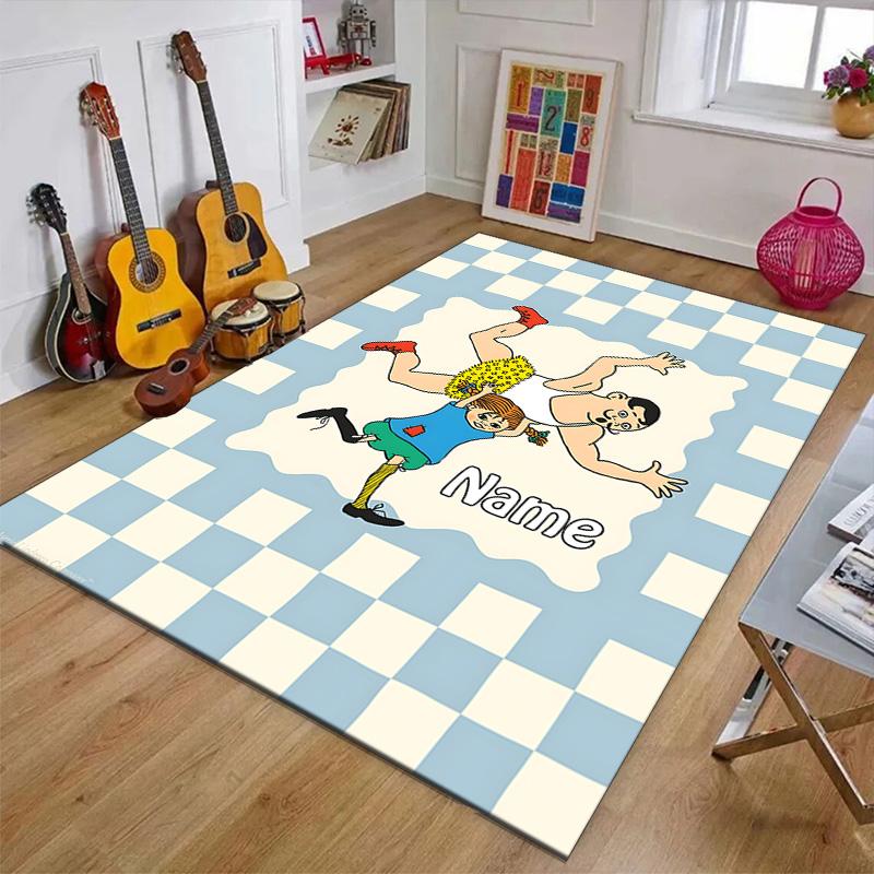Custom Pippi Longstocking Mat Personalized Name, Polyester Washable Indoor Entryway Rug, Gift for Christmas, Easter, Thanksgiving Day