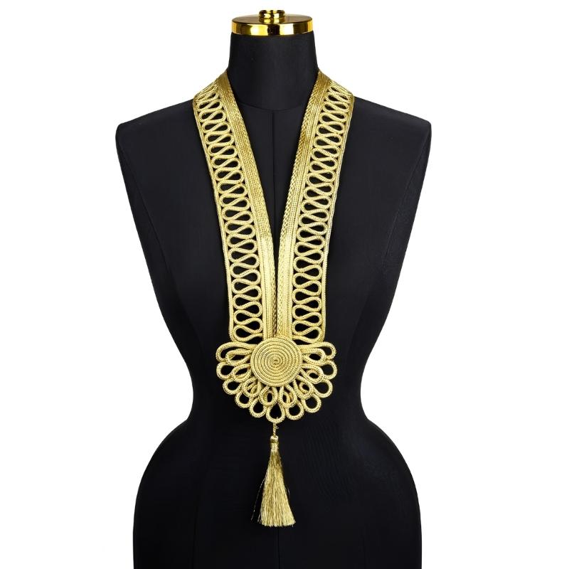 Gold Thread Collar Trim Sewing Applique For Handmade Suits And Dance Costume Clothing Embellishment Sewing Accessories