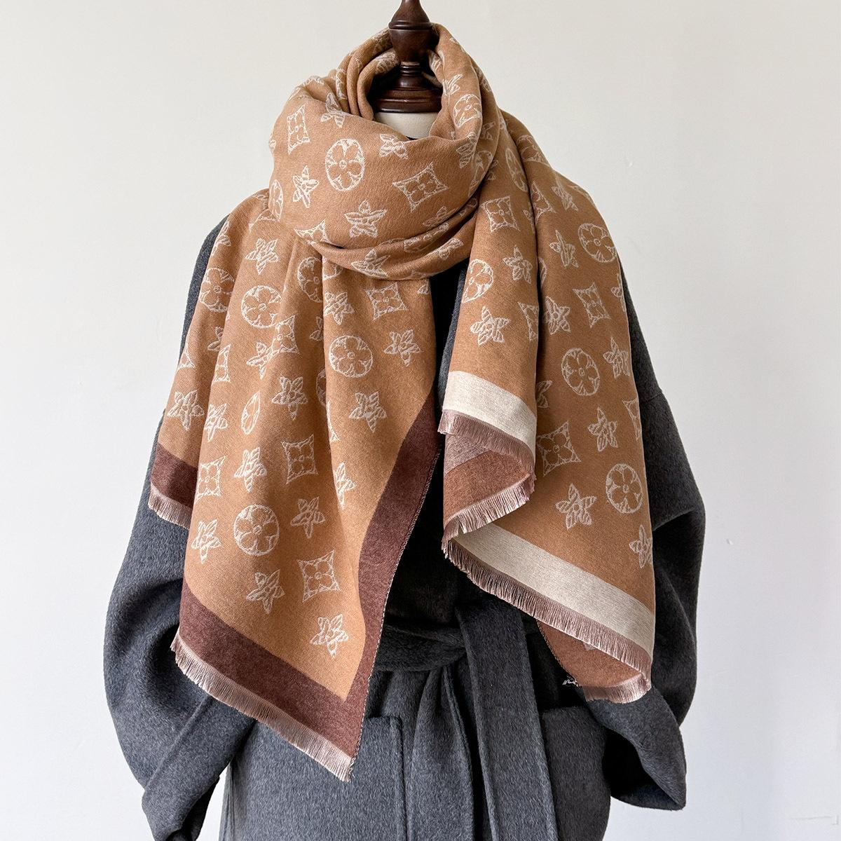 Damen S Modischer Faux-Kaschmir Langer Schal Elegantes Tuch Für Klimatisierte Räume 175CM khaki