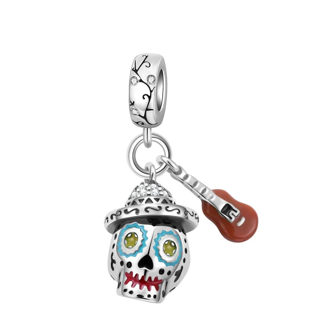 Halloween Copper Skull Charm Luminous Pumpkin Ghost Clown Bead Pendant Ring Necklace Bracelet Diy Jewelry Gift