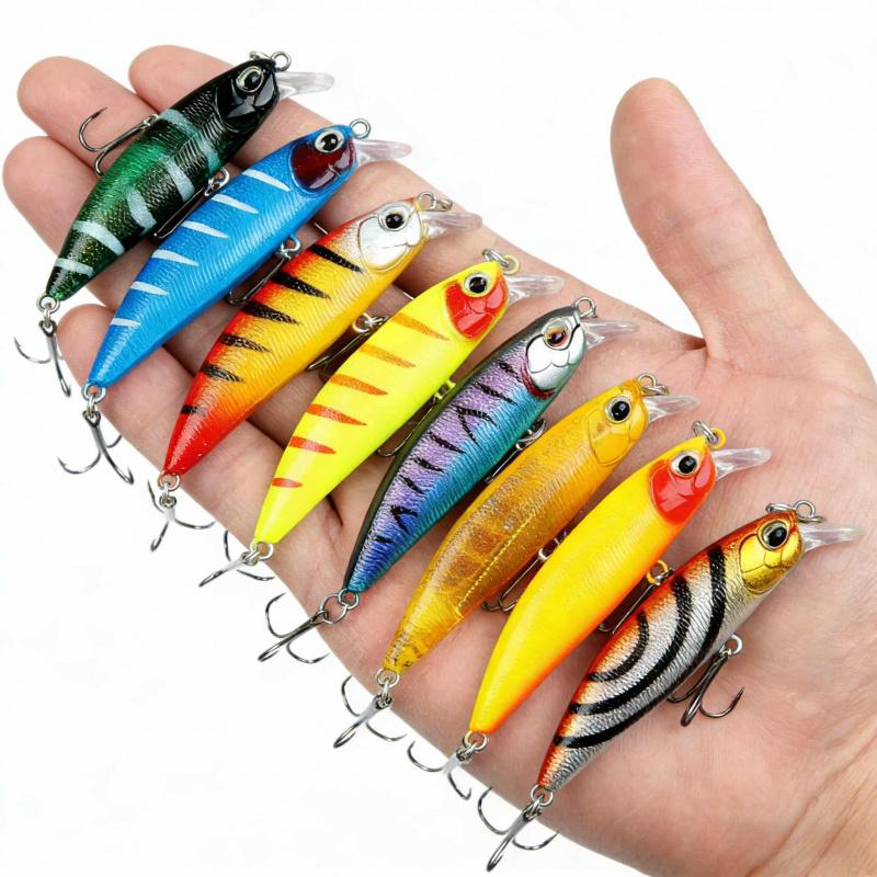 7cm8gSubmersible Minnow Lure for Long-Distance Casting5Color Boxed Bionic Bait for Bass and Perch, Freshwater and Saltwater Fish