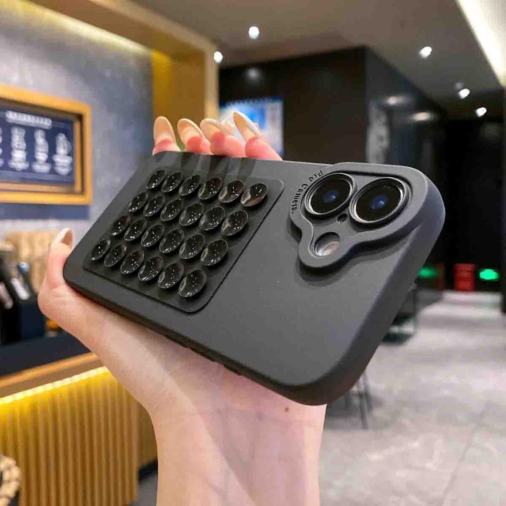 Cute Creative Suction Cup Soft Silicone Case For iPhone 17 Air 16 15 14 Plus 13 12 11 Pro Max Selfie Gadget Holder Funny Cover